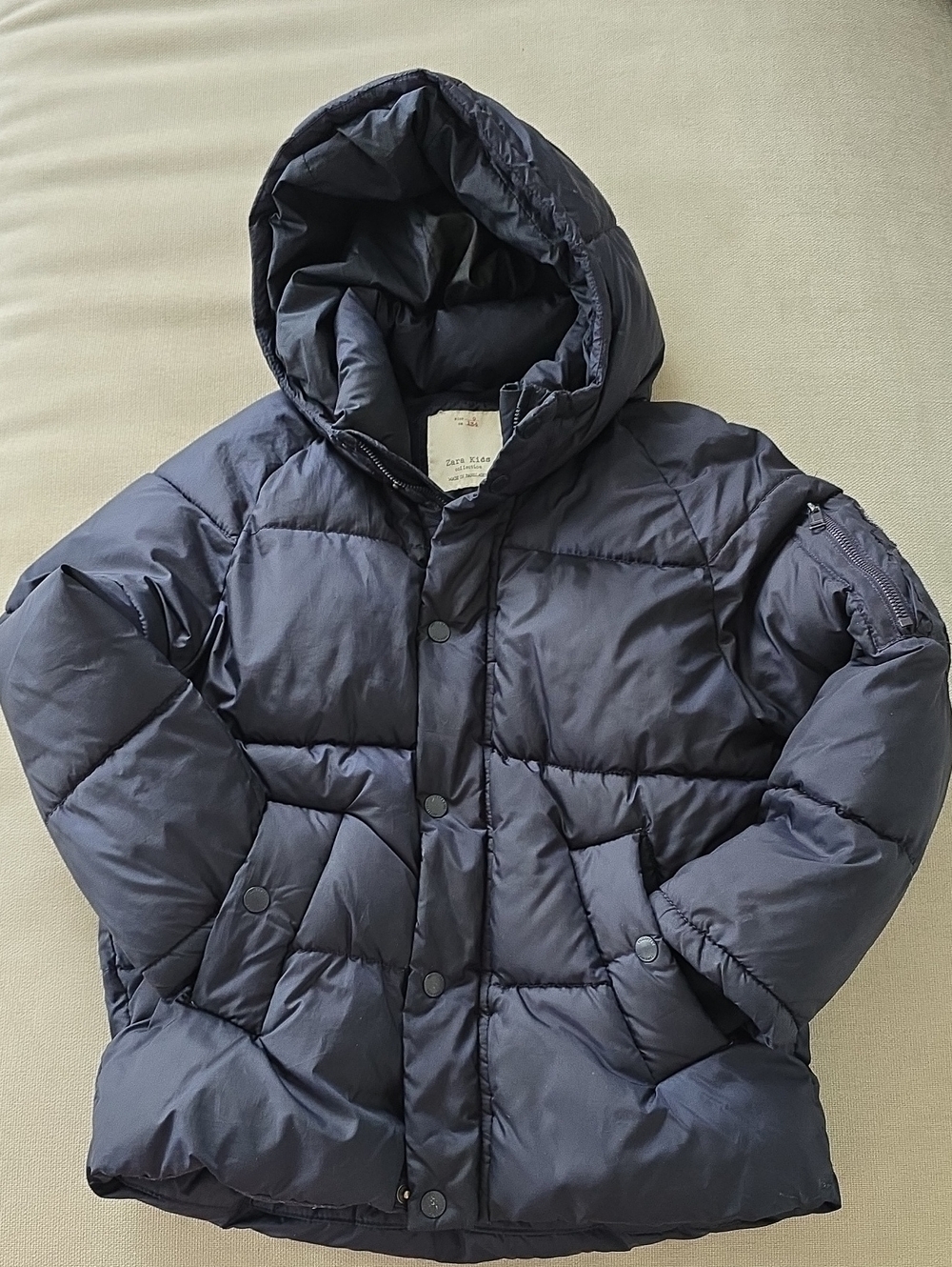 Zara Kids Dark Navy Puffer Jacket with Hood For Boys Size 9